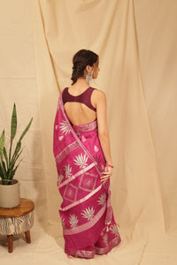 Thumbnail for Gorgeous Silver Lotus Saree