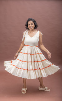 Thumbnail for Sun-Kissed Tie-Up Cotton Fit & Flare Dress
