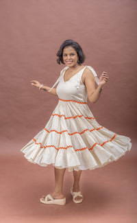 Thumbnail for Sun-Kissed Tie-Up Cotton Fit & Flare Dress