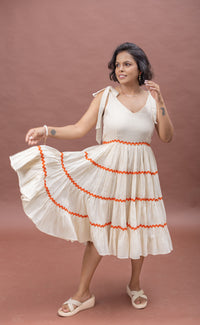 Thumbnail for Sun-Kissed Tie-Up Cotton Fit & Flare Dress
