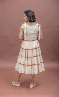 Thumbnail for Sun-Kissed Tie-Up Cotton Fit & Flare Dress