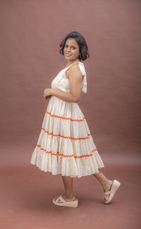 Thumbnail for Sun-Kissed Tie-Up Cotton Fit & Flare Dress