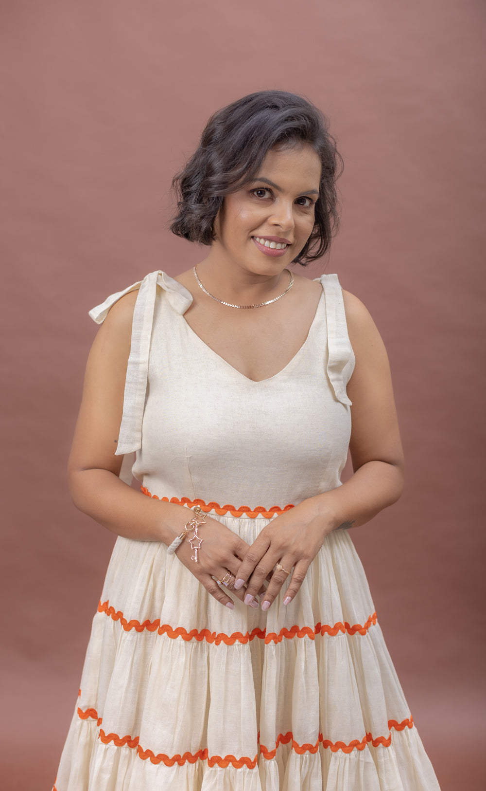 Sun-Kissed Tie-Up Cotton Fit & Flare Dress