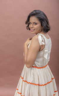 Thumbnail for Sun-Kissed Tie-Up Cotton Fit & Flare Dress
