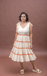 Thumbnail for Sun-Kissed Tie-Up Cotton Fit & Flare Dress