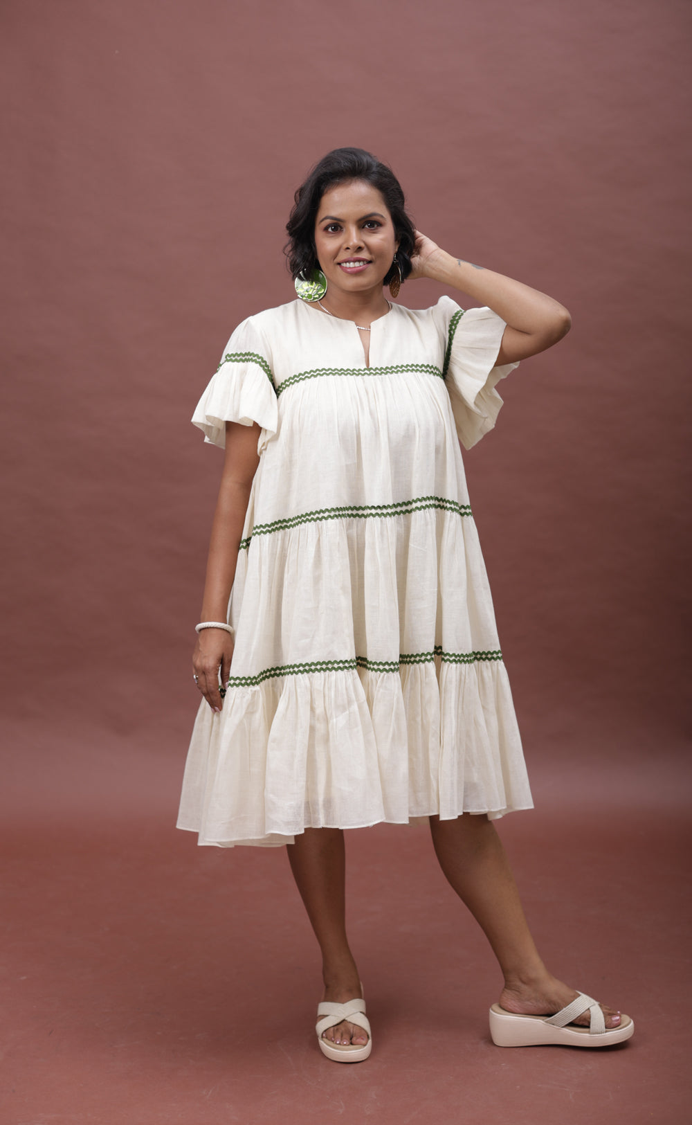 Summer Sway Flared Sleeve Cotton Dress