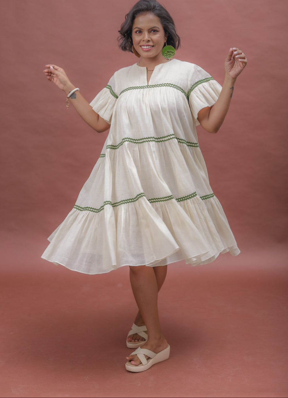 Summer Sway Flared Sleeve Cotton Dress