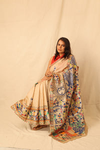 Thumbnail for Beautiful Warli hand painted handloom pure silk saree