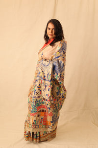 Thumbnail for Beautiful Warli hand painted handloom pure silk saree