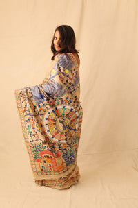 Thumbnail for Beautiful Warli hand painted handloom pure silk saree