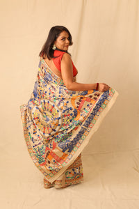 Thumbnail for Beautiful Warli hand painted handloom pure silk saree