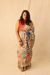 Thumbnail for Beautiful Warli hand painted handloom pure silk saree