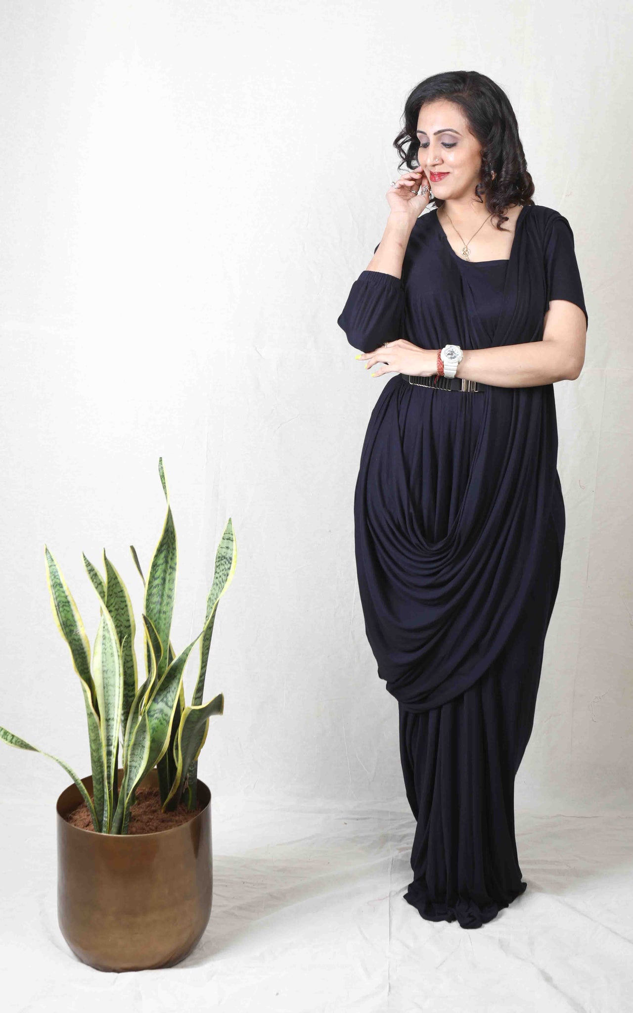 New Era Black Maxi drape Dress