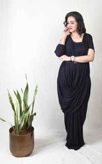 Thumbnail for New Era Black Maxi drape Dress