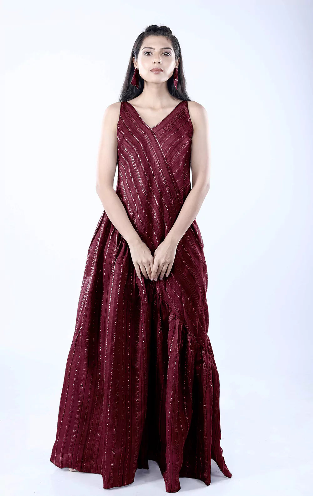 Ghicha Zari Silk Relaxed Asymmetrical Dress with Pockets
