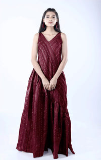Thumbnail for Ghicha Zari Silk Relaxed Asymmetrical Dress with Pockets