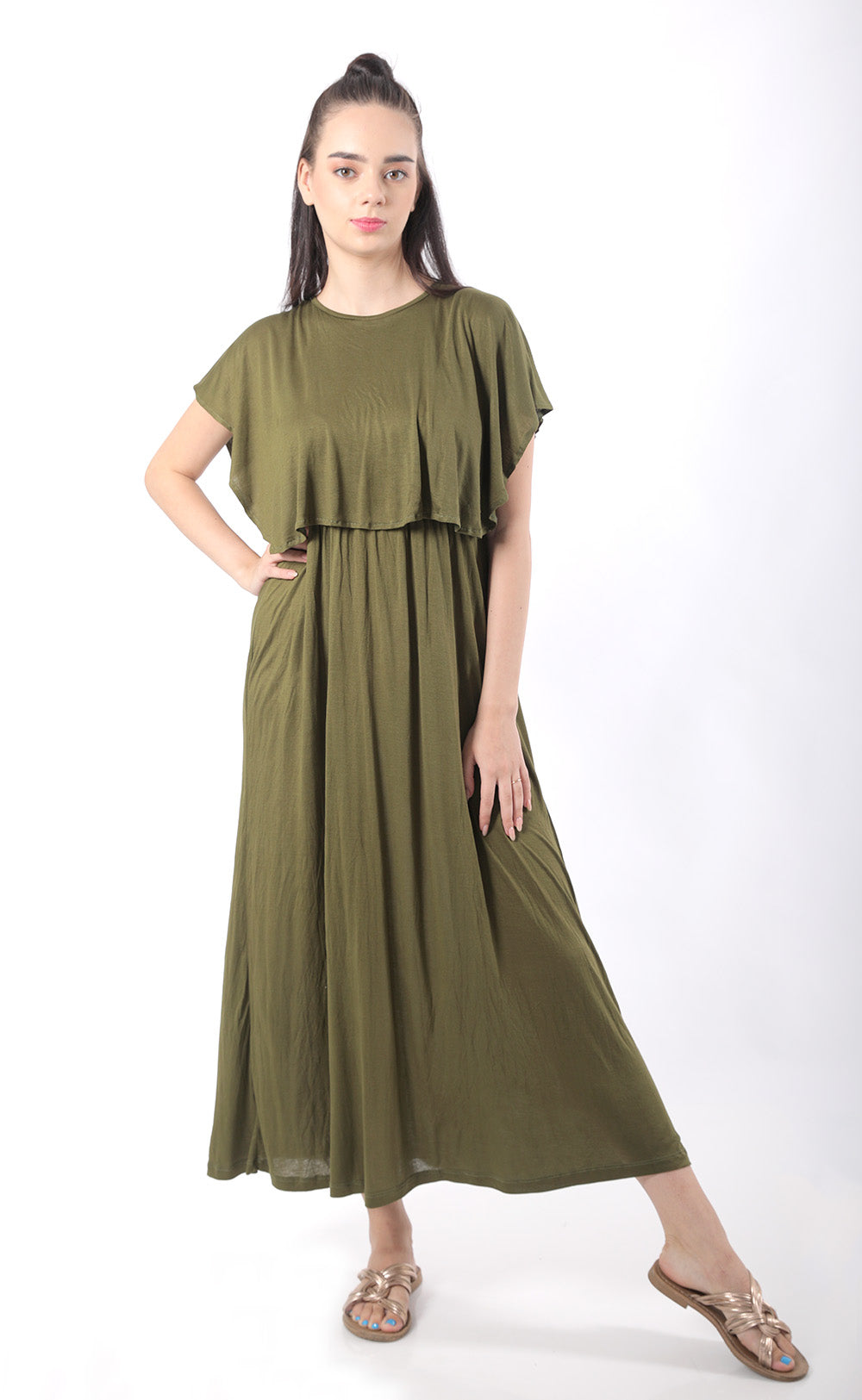 Loose fit layered ankle length dress