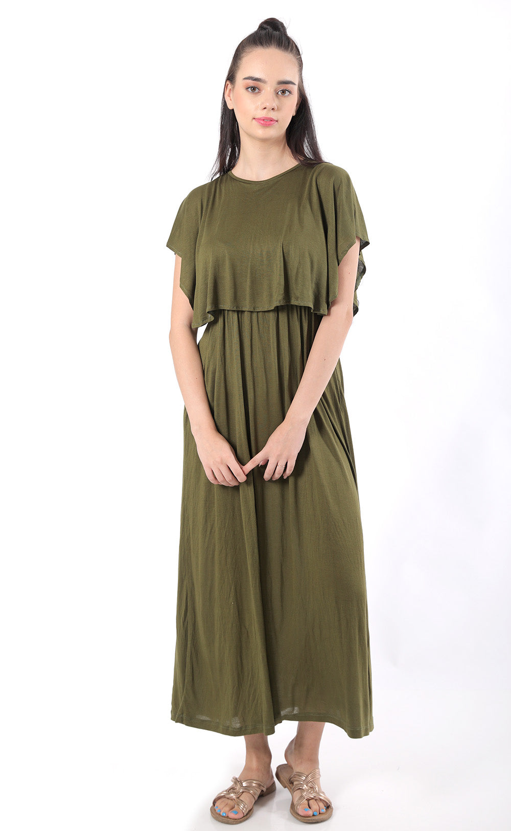 Loose fit layered ankle length dress