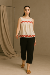 Thumbnail for Golden Hour Breeze Flared Cotton Top