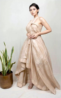 Thumbnail for Handloom Tussar Silk Asymmetric Gown