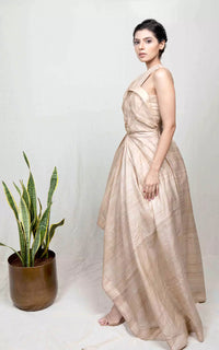 Thumbnail for Handloom Tussar Silk Asymmetric Gown