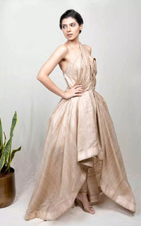 Thumbnail for Handloom Tussar Silk Asymmetric Gown
