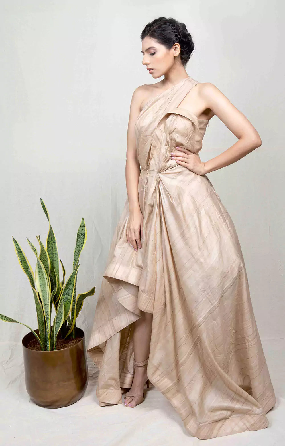 Handloom Tussar Silk Asymmetric Gown