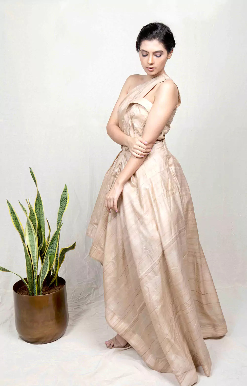 Handloom Tussar Silk Asymmetric Gown