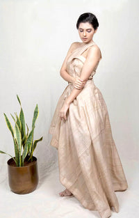 Thumbnail for Handloom Tussar Silk Asymmetric Gown