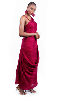 Thumbnail for Tussar Silk One Shoulder Drape Gown