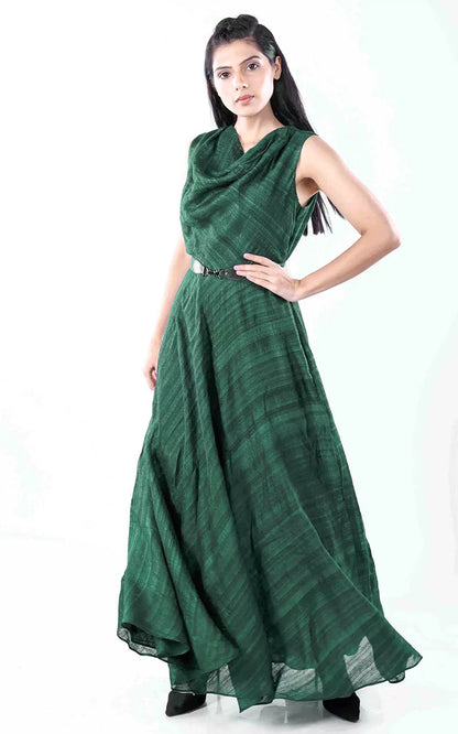 Ghicha silk cowl long dress