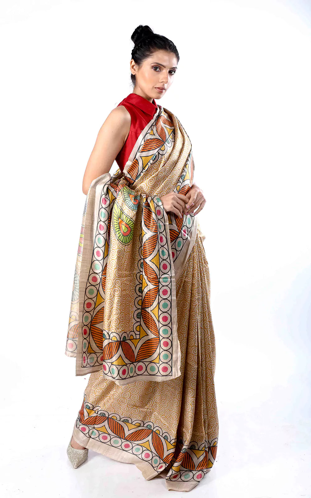 Tussar silk all over digital printed saree