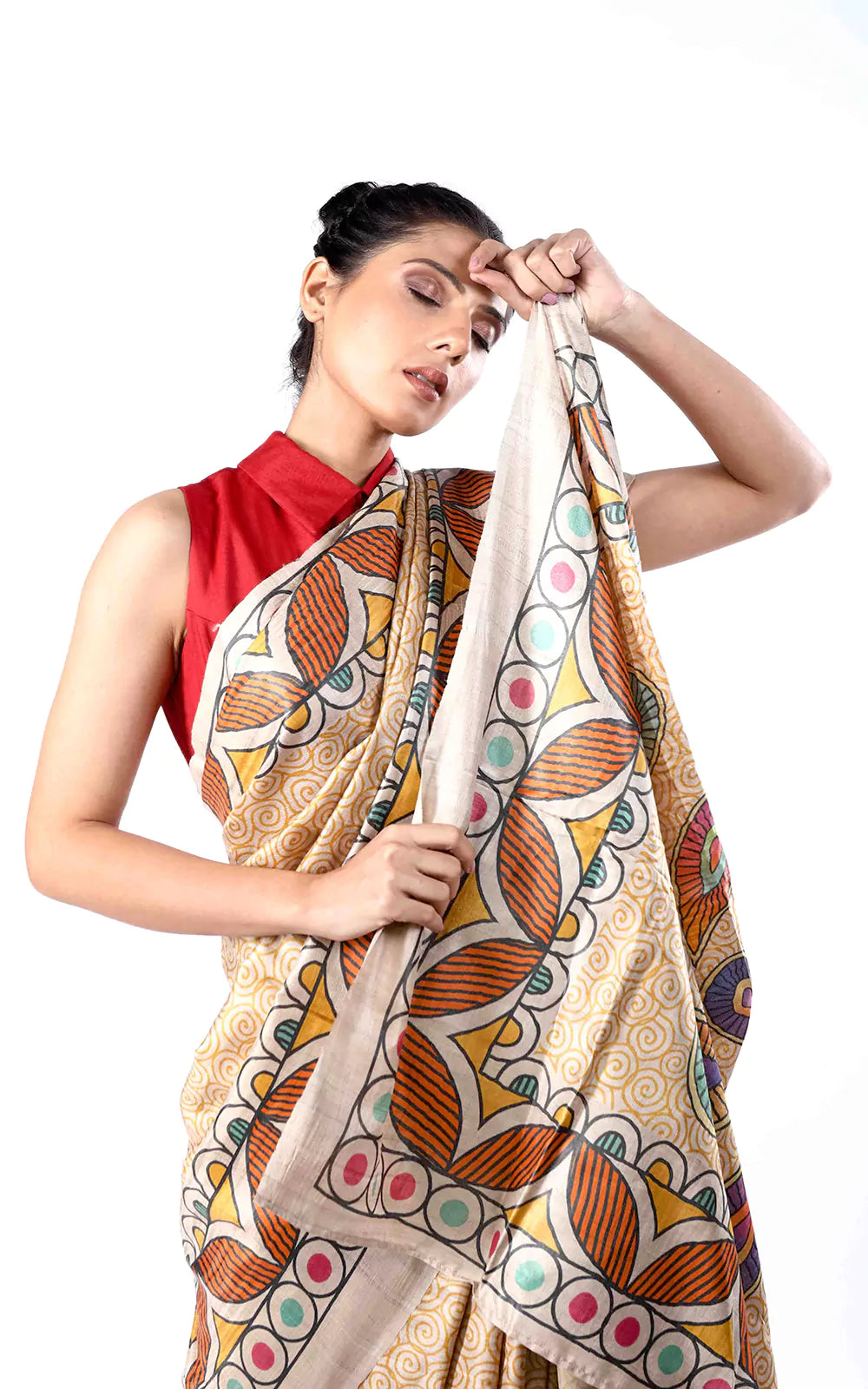 Tussar silk all over digital printed saree