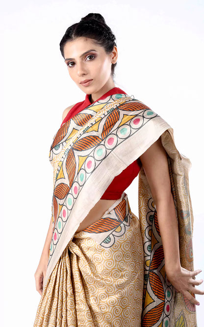 Tussar silk all over digital printed saree