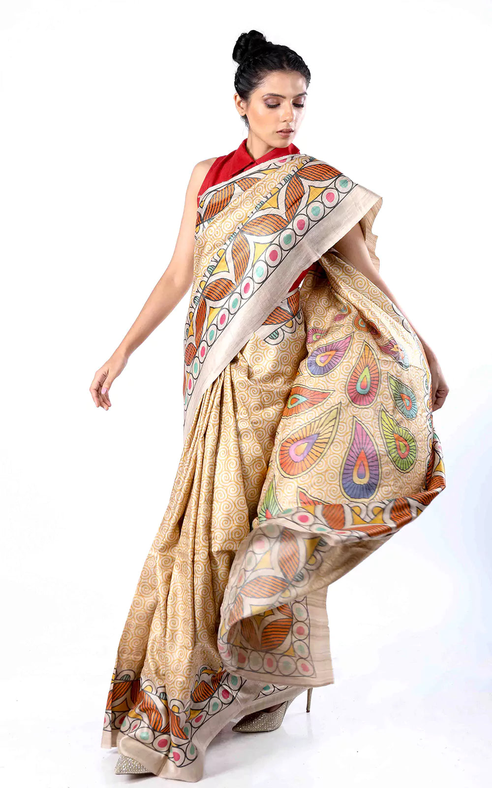 Tussar silk all over digital printed saree