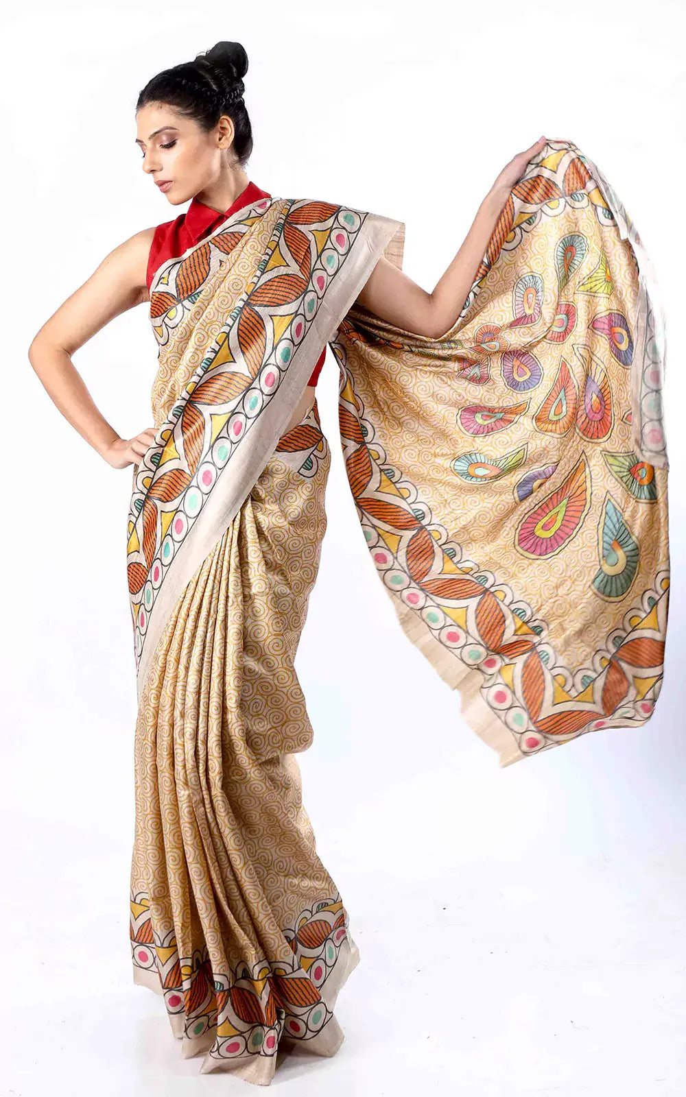 Tussar silk all over digital printed saree