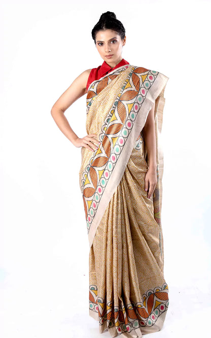 Tussar silk all over digital printed saree