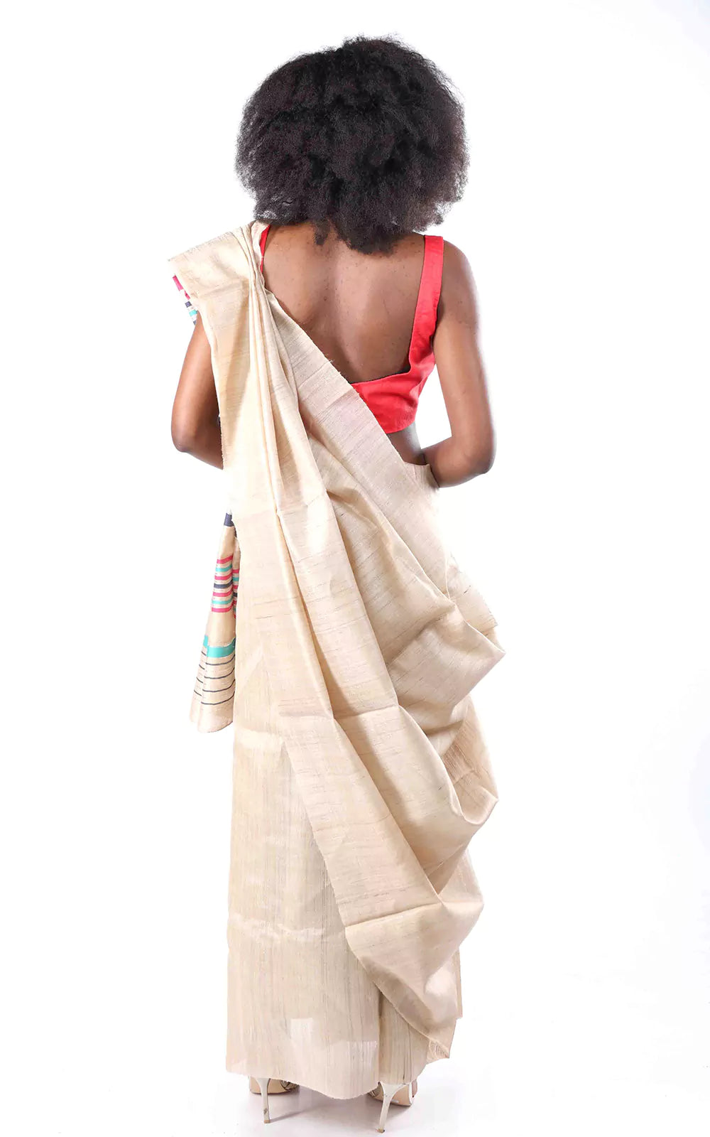 Handloom Pure Tussar Silk Stripe Pallu Saree