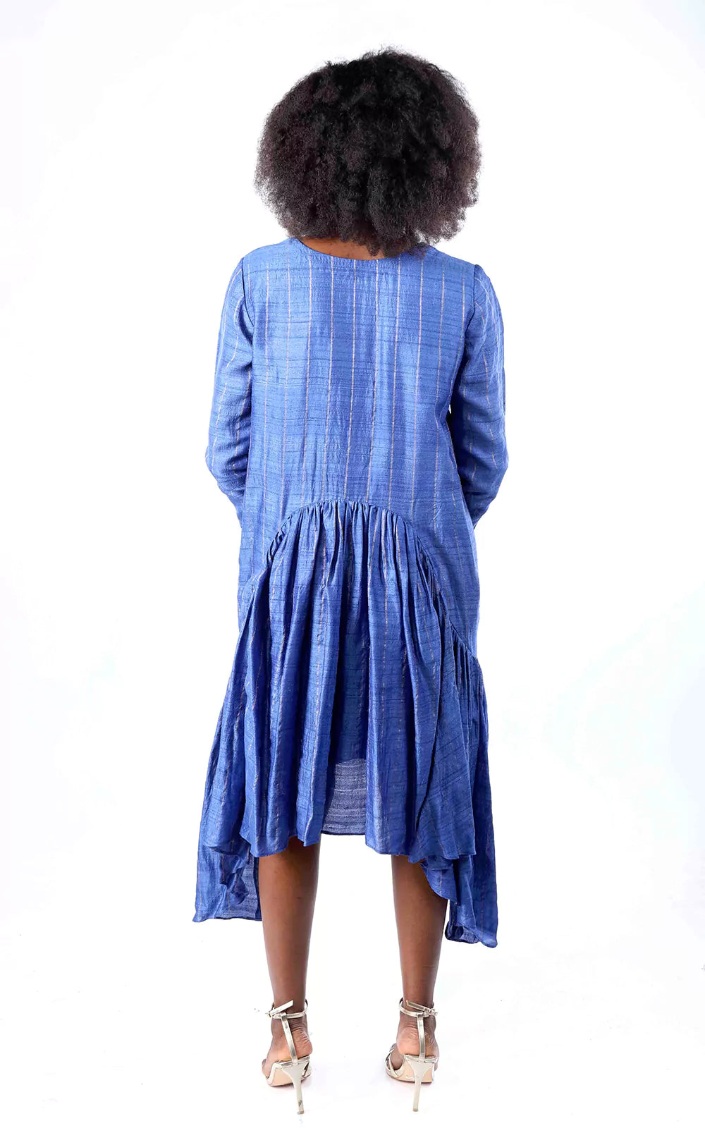 Tussar Silk Zari Stripe Long Dress