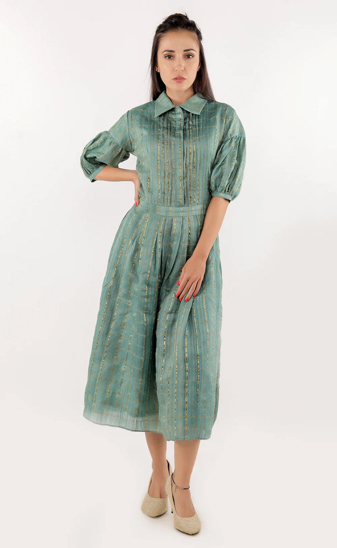 Handloom Tussar Silk Midi Dress