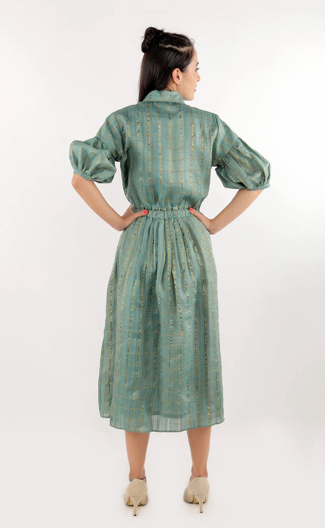 Handloom Tussar Silk Midi Dress