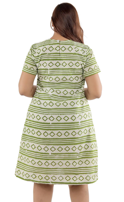 On Repeat Cotton Block Printed Short Dress