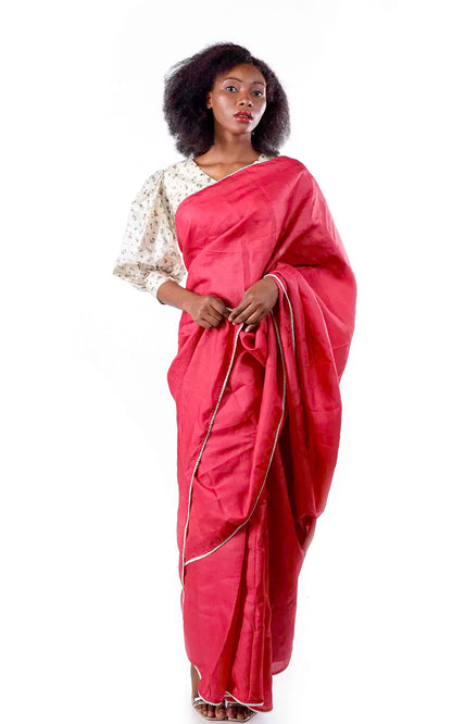 Classic Red Tussar Silk Saree