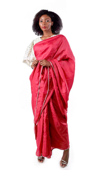 Classic Red Tussar Silk Saree