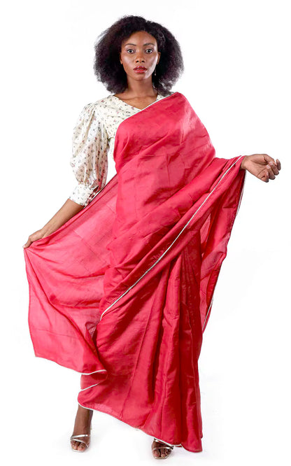 Classic Red Tussar Silk Saree