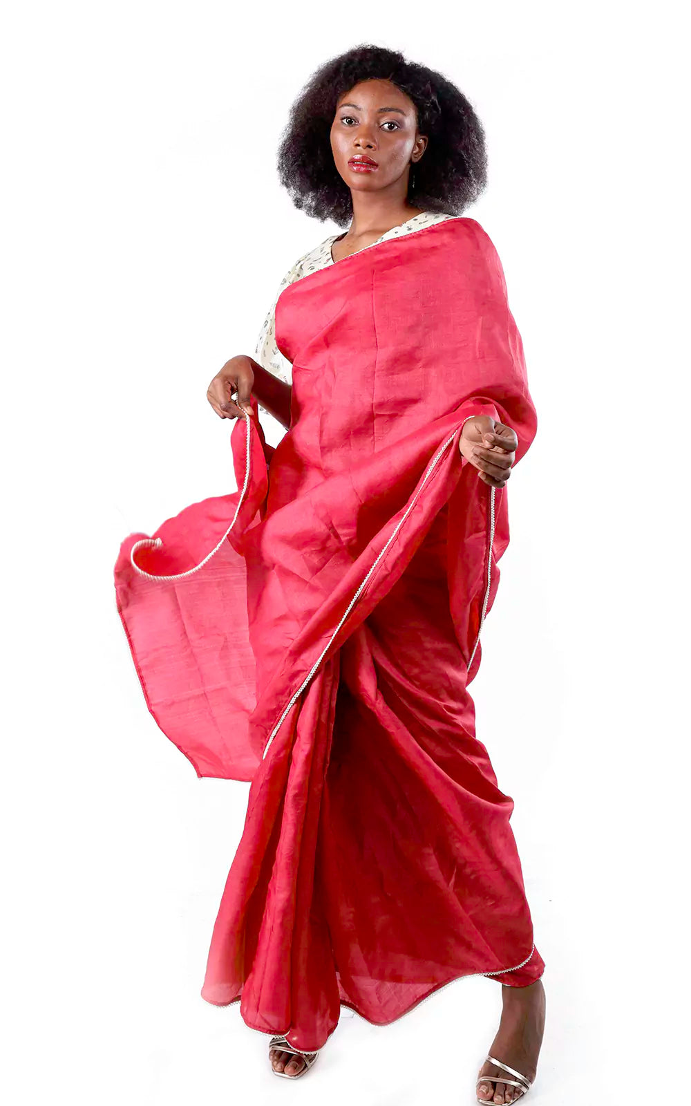 Classic Red Tussar Silk Saree