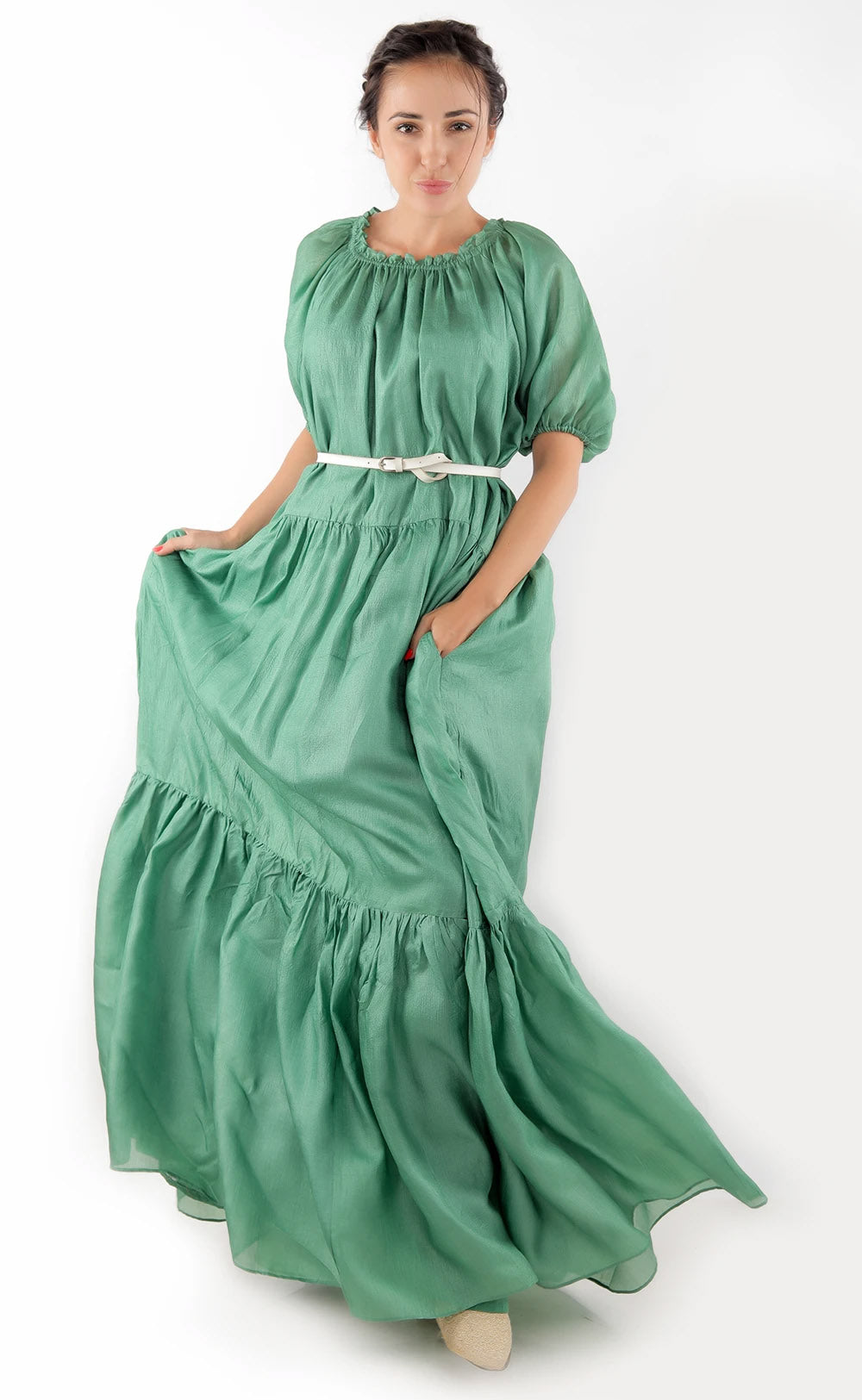 Light Weight Silk Tiered Dress