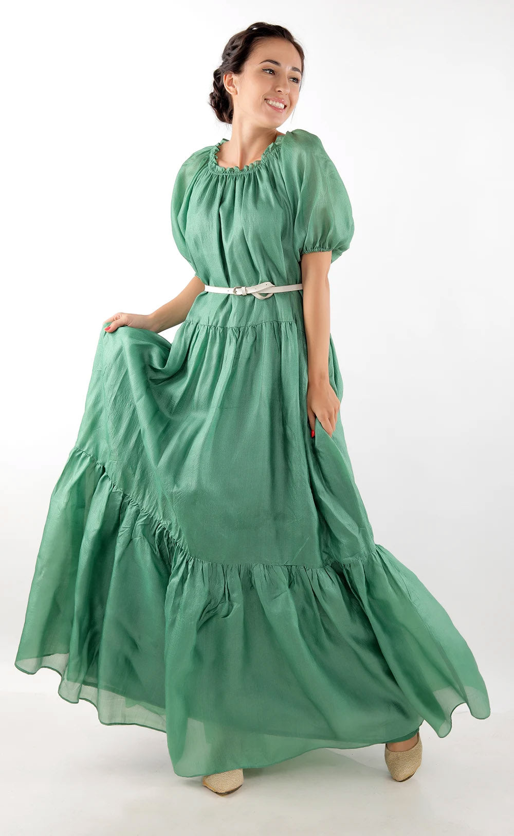 Light Weight Silk Tiered Dress