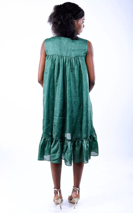 Tussar Silk Collar Midi Dress