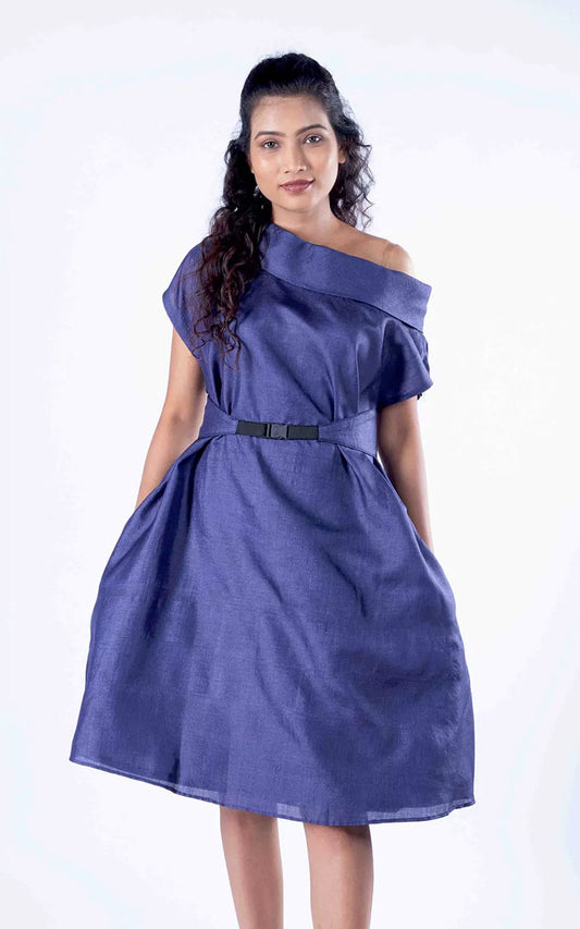 Tussar Silk Mini Dress with Belt